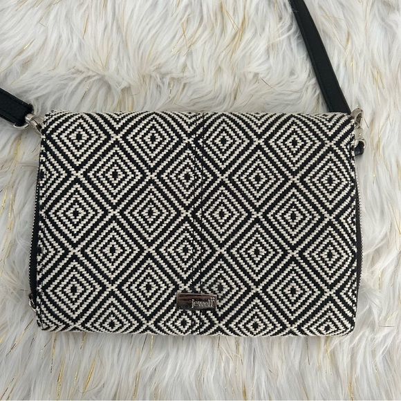 Jewell Black and White Geometric Crossbody Bag - Picture 1 of 7